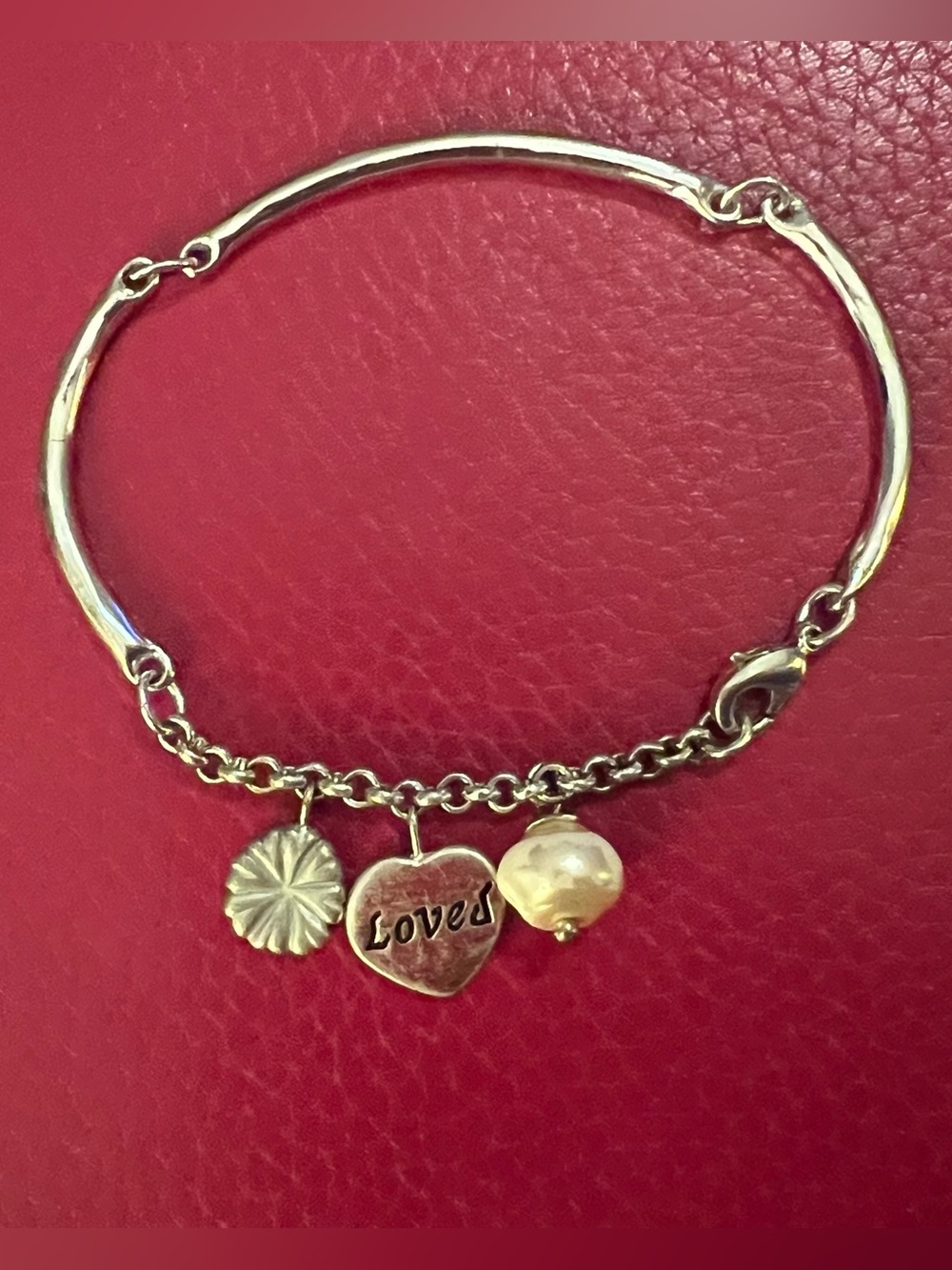 ✨ “Loved” Heart Charm Bangle Bracelet Pearl & Charms Parent-Kid BFF GF/BF